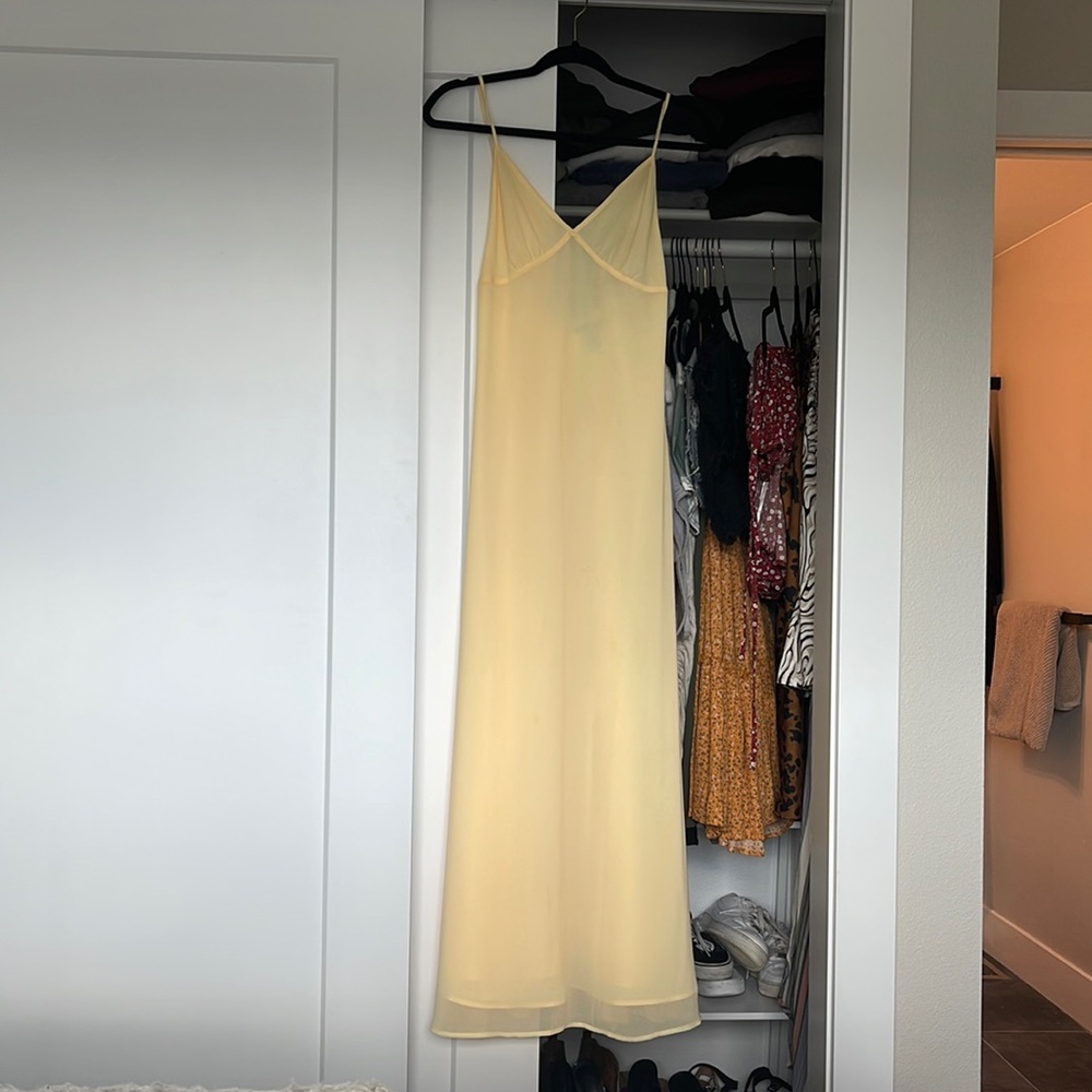 Pale yellow midi dress